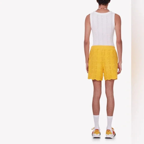 Casablanca Men’s Crochet Shorts in Sunny Yellow size Medium 100% Cotton NWOT